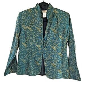 Anu by Natural Green Paisley Kimono Long-Sleeve Jacket Small